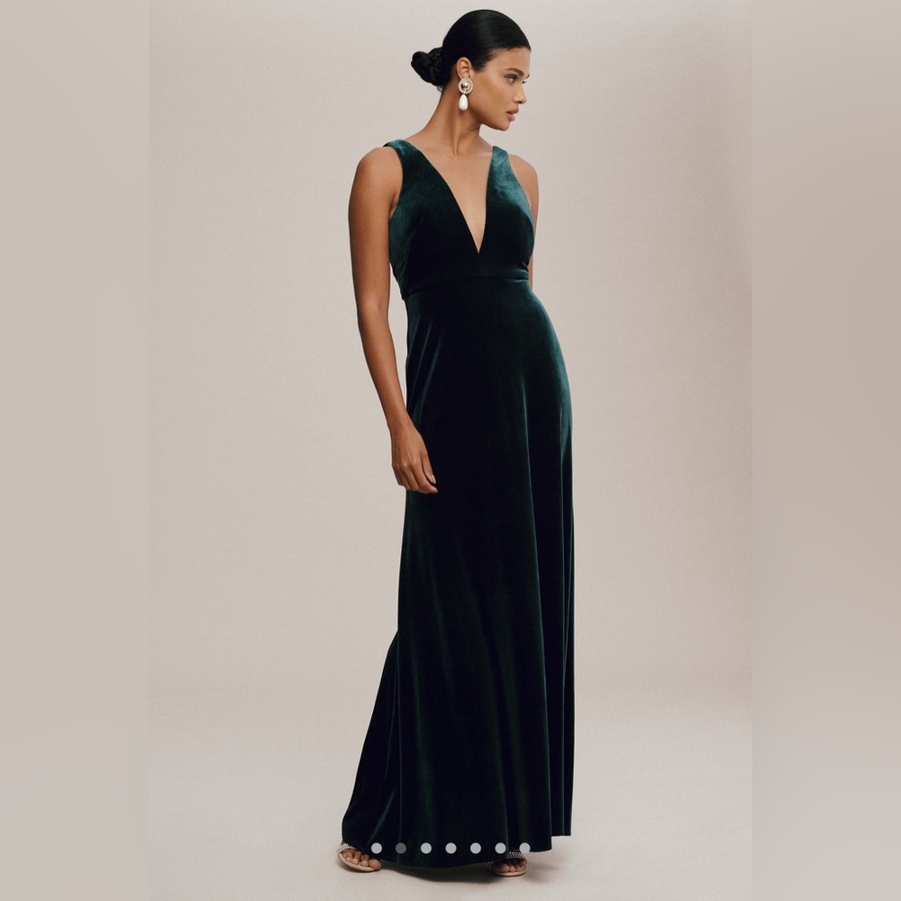 Jenny Yoo Deep Green Velvet Prom Dress